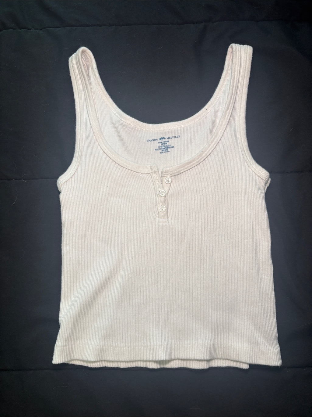 Brandy Melville White Ribbed Henley Tank